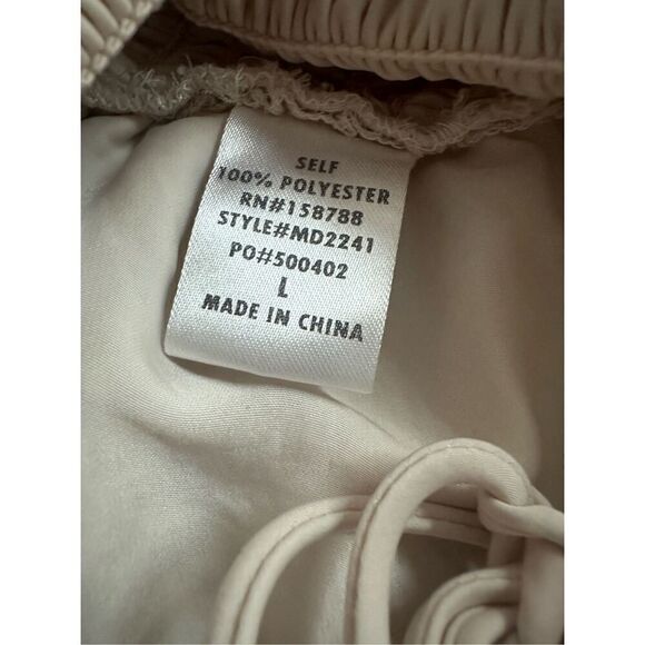 Women's Smocked Long Sleeve Squareneck Ruched Back Mini Dress Tan Large - Picture 4 of 6